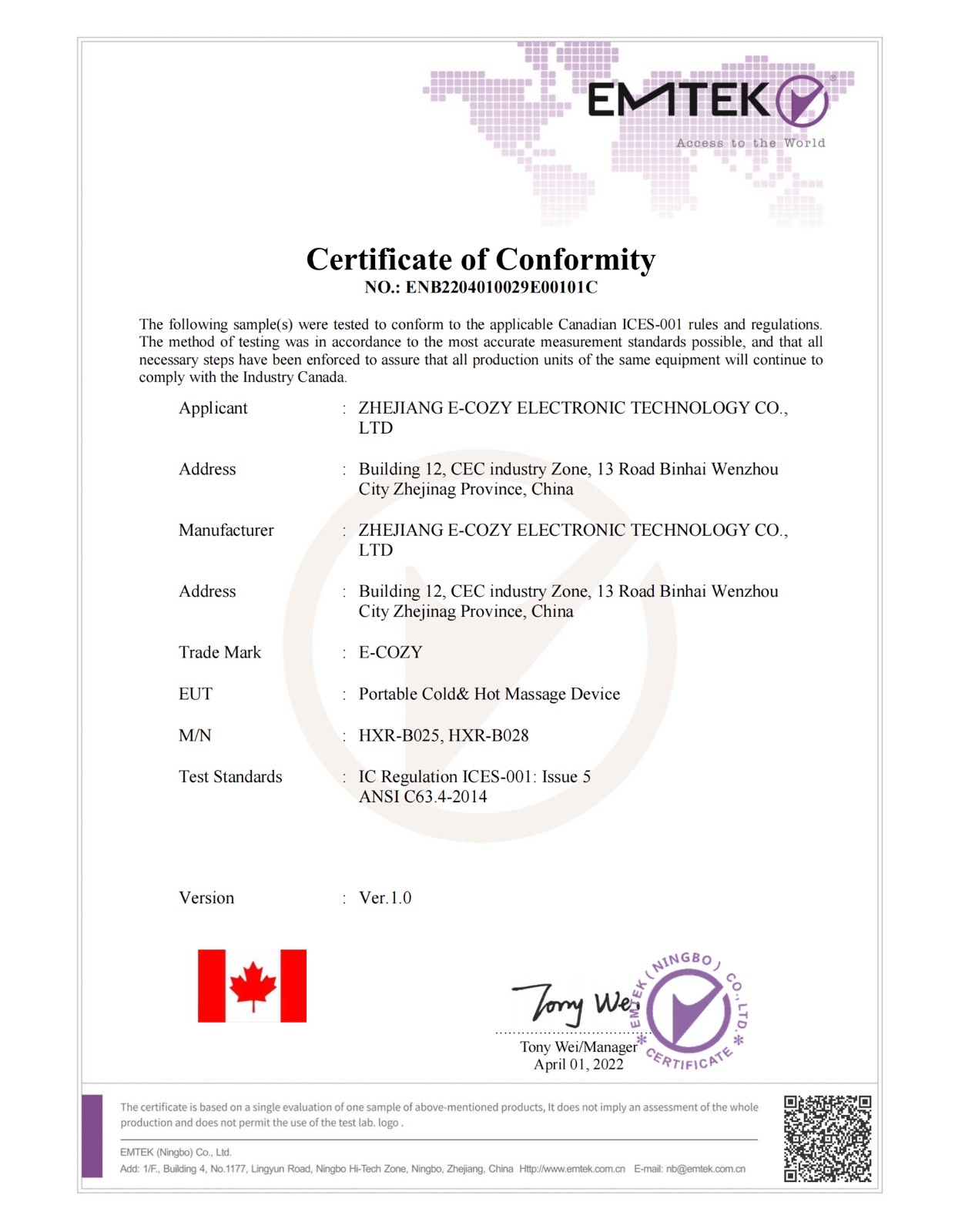 Canada IC Certification
